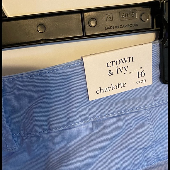 NWT Women’s Crown & Ivy Charlotte Crop Pants SZ 16 Light Blue - Picture 4 of 9